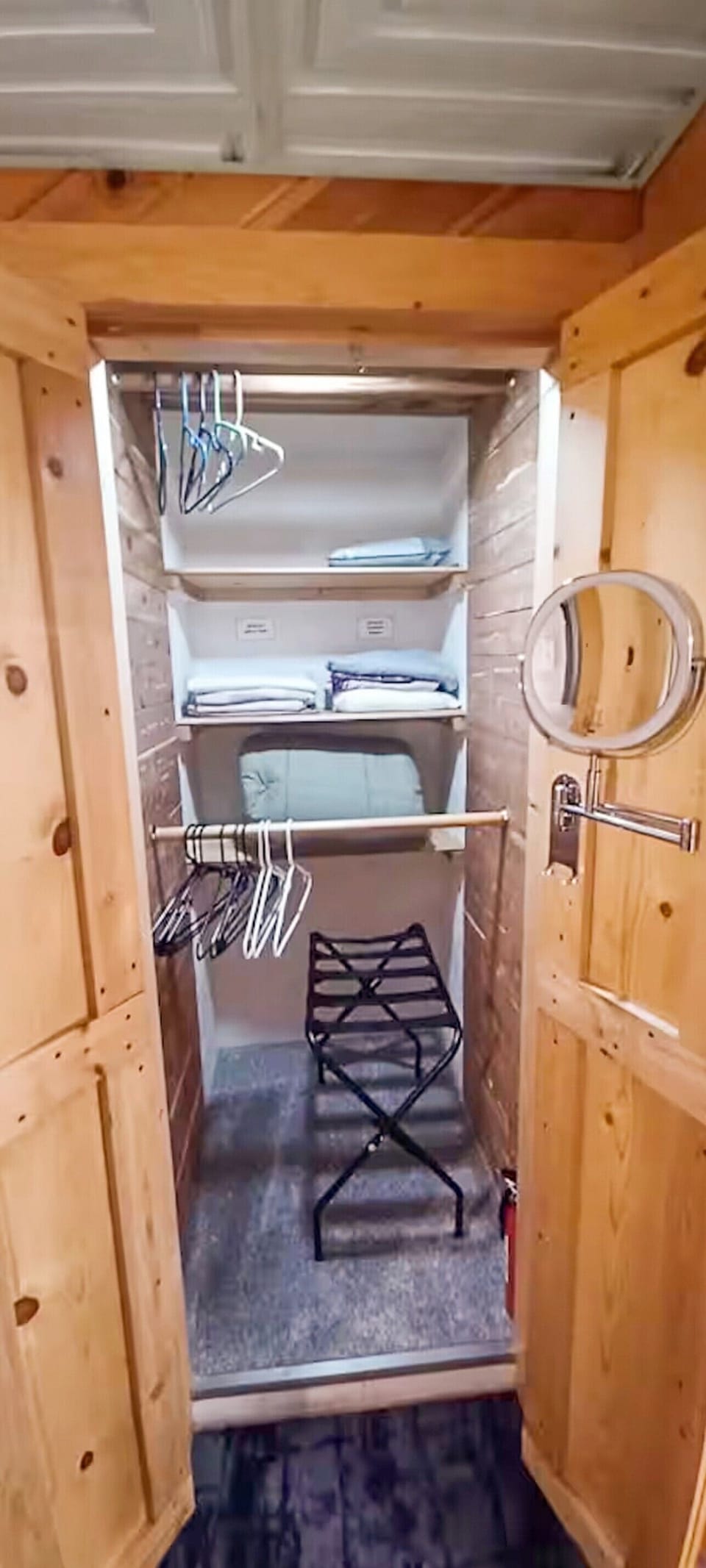 Ample storage space, plus all the bedding needed for the pull-out couch