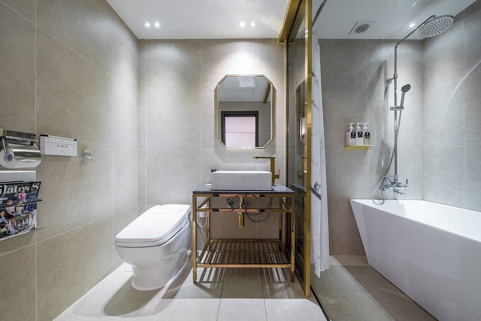 Premium Double Room | Bathroom | Separate tub and shower, hair dryer, towels, soap
