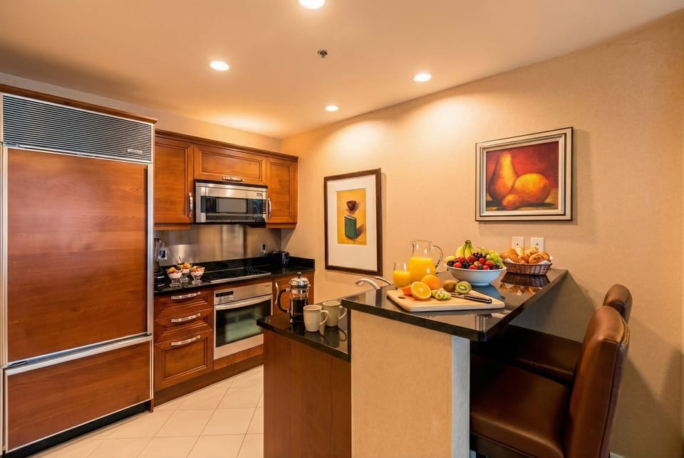 Gourmet Kitchen — Sub-Zero Refrigerator, Full Appliances, Self-Catering Suite, No Restaurant Required