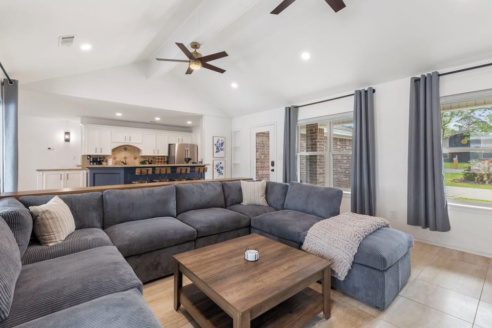 Cozy seating offers plenty of space to stretch out and relax.
