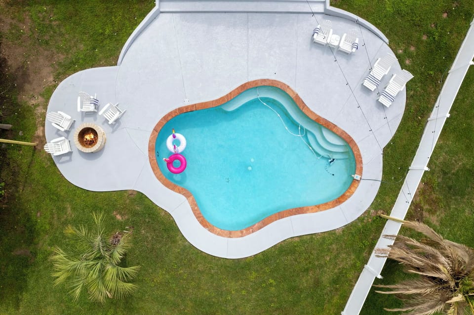 The private pool is perfect for cooling off on a hot Texas afternoons.