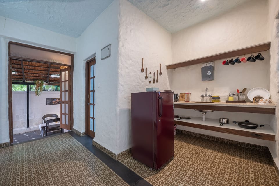 Mini-fridge, electric kettle, cookware/dishes/utensils