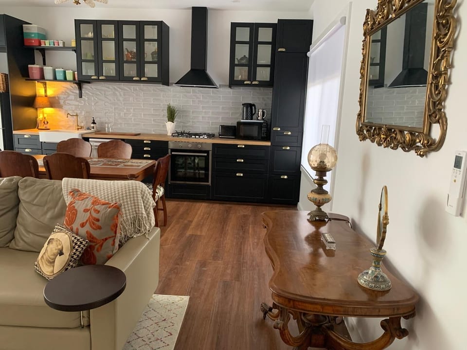 Main living room with kitchen and dining area