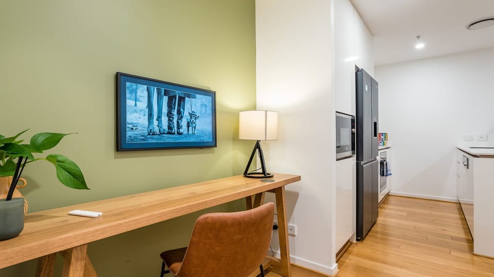 Workspace: Seamlessly blend productivity and pleasure! We understand the need for a dedicated space, and this stylish, custom workspace is the perfect solution.