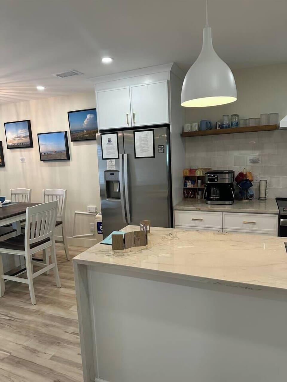 Fully equipped modern kitchen with ample counter space. 