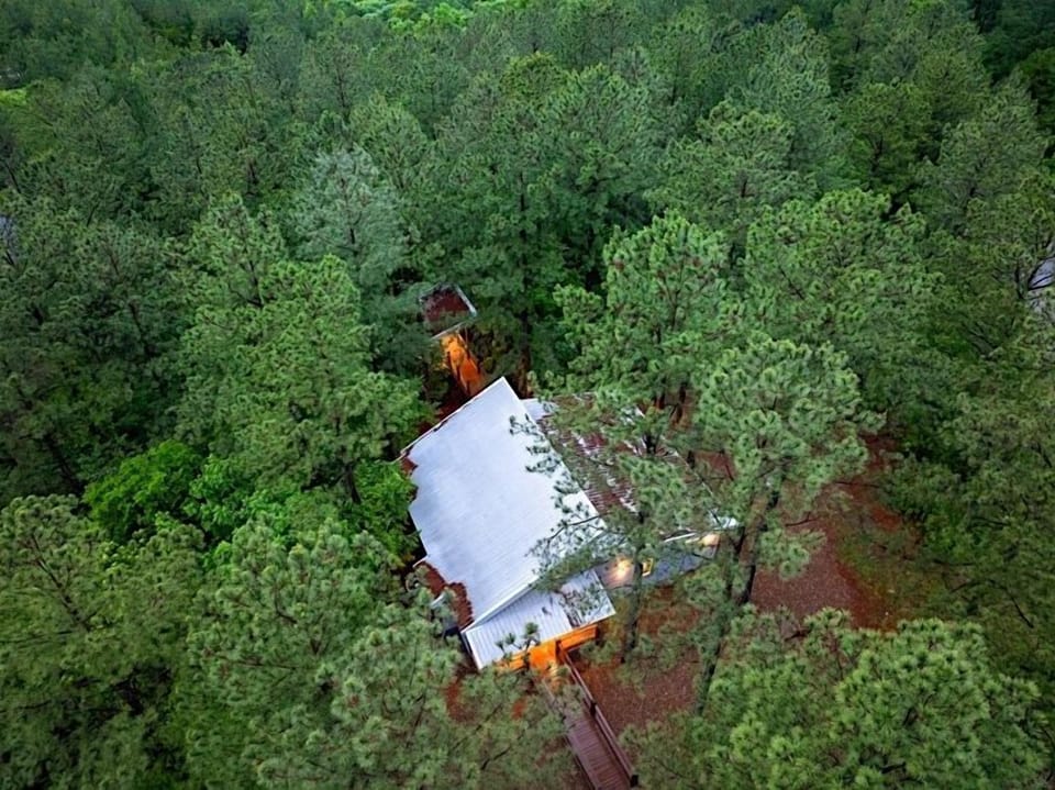 Aerial view of cabin and gazebo