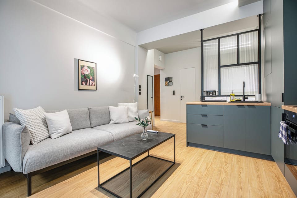 Studio, 1 Double Bed, Balcony, City View | Living area | 43-inch Smart TV with digital channels, streaming services