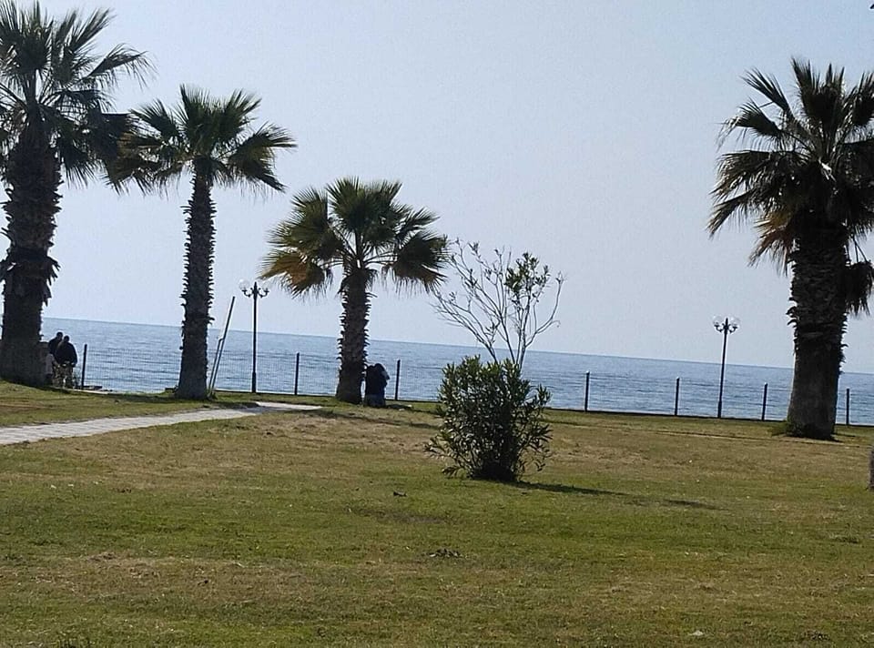 On the beach, sun loungers, beach umbrellas, 3 beach bars
