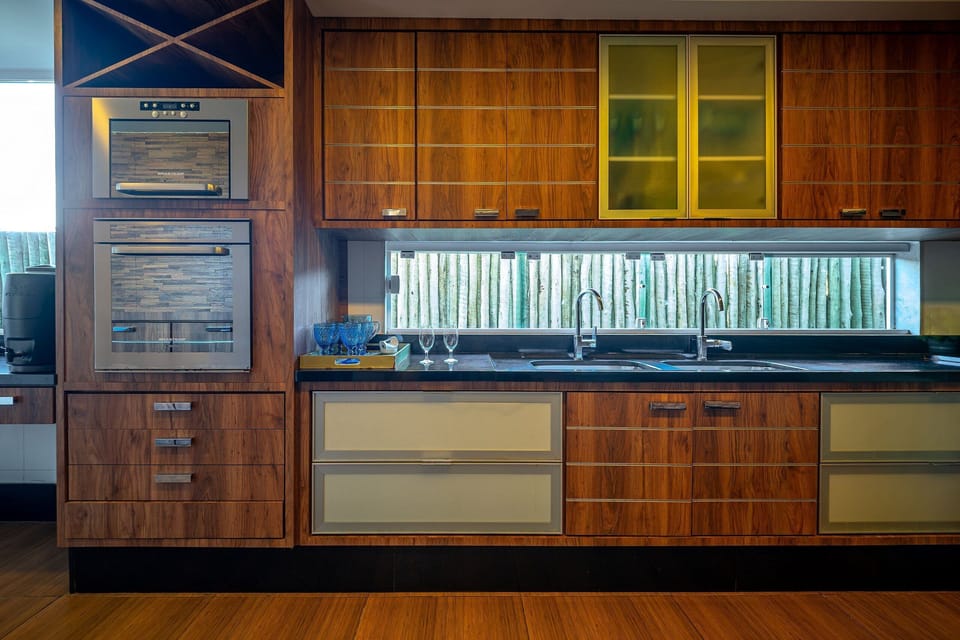 Deluxe House, Private Pool | Private kitchen | Fridge, microwave, oven, stovetop