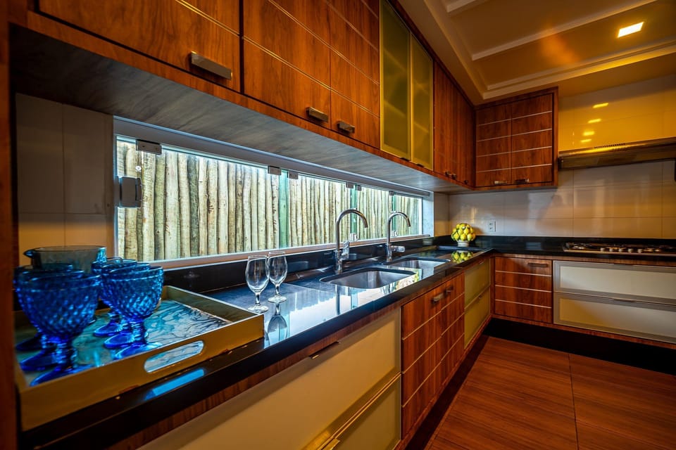 Deluxe House, Private Pool | Private kitchen | Fridge, microwave, oven, stovetop