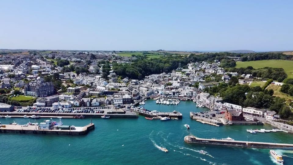 Aerial view of Padstow Harbour close to Aeolian Holiday Cottage, Padstow, North Cornwall