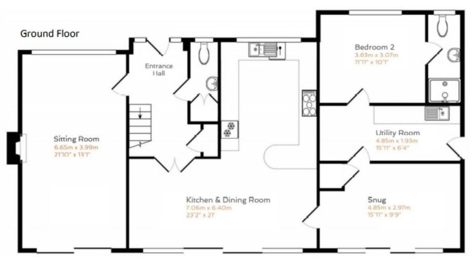 Ground Floor Plan of Boskilly, Padstow, North Cornwall