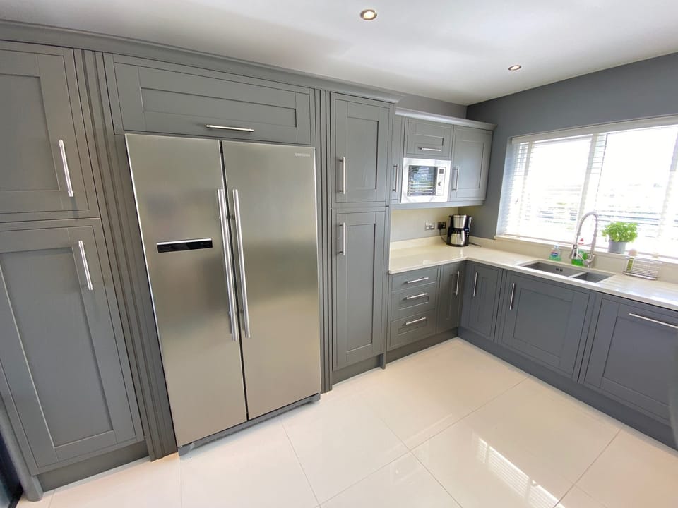 American style freezer and modern kitchen at Boskilly, Constantine Bay, Padstow