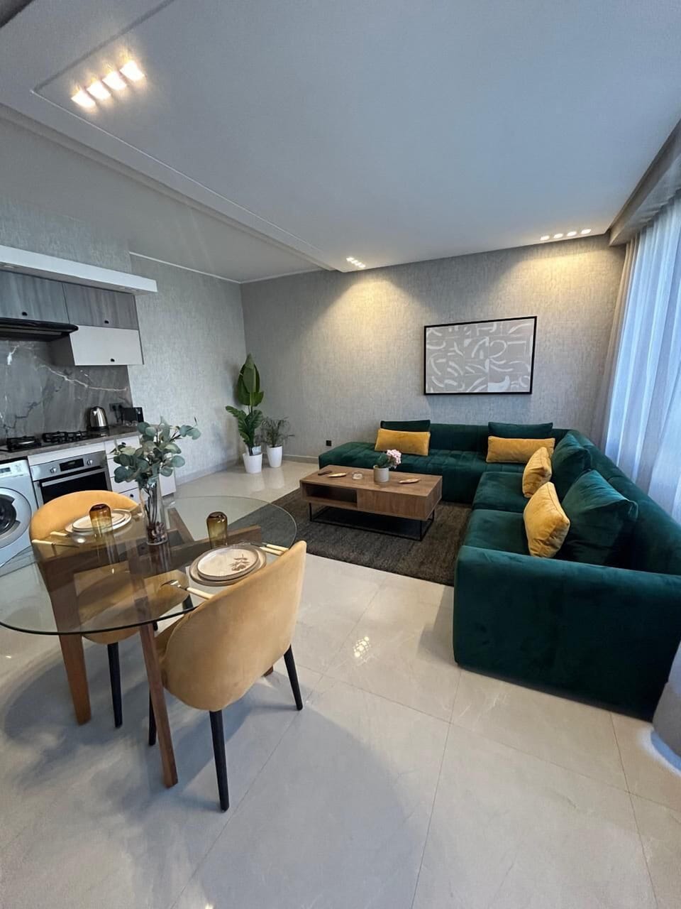 Deluxe Condo | Private kitchen | Full-size fridge, microwave, oven, stovetop