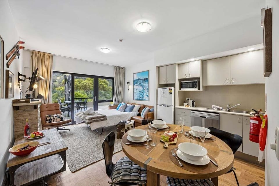 Living, dining, kitchen