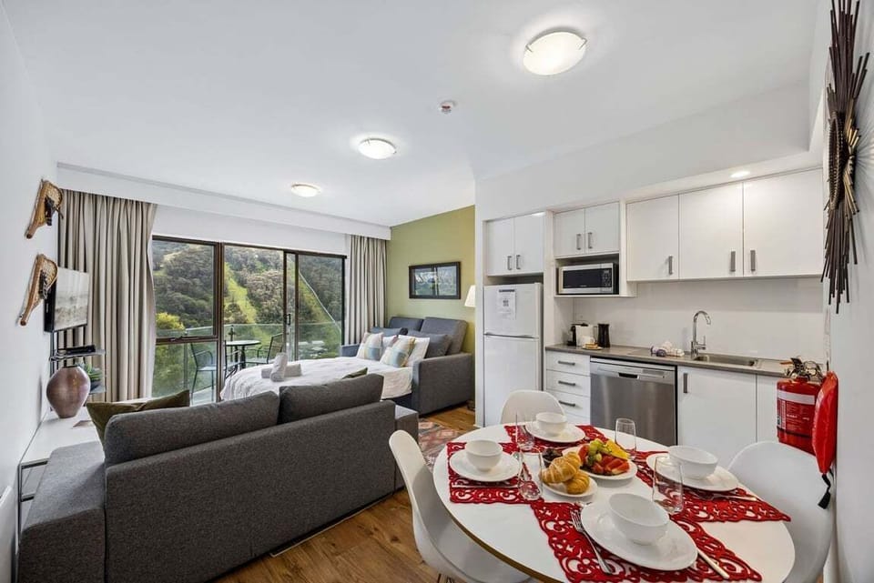 Living, dining, kitchen