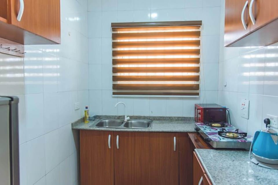 Economy Apartment, Balcony, City View | Private kitchen | Fridge, microwave, oven, stovetop