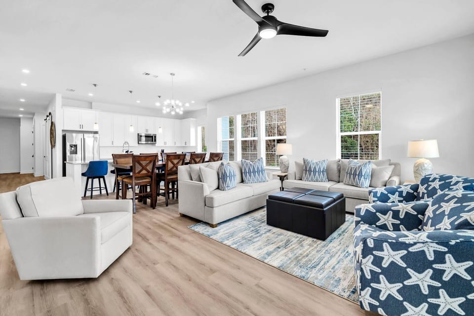 Open Concept Living, Dining, and Kitchen
