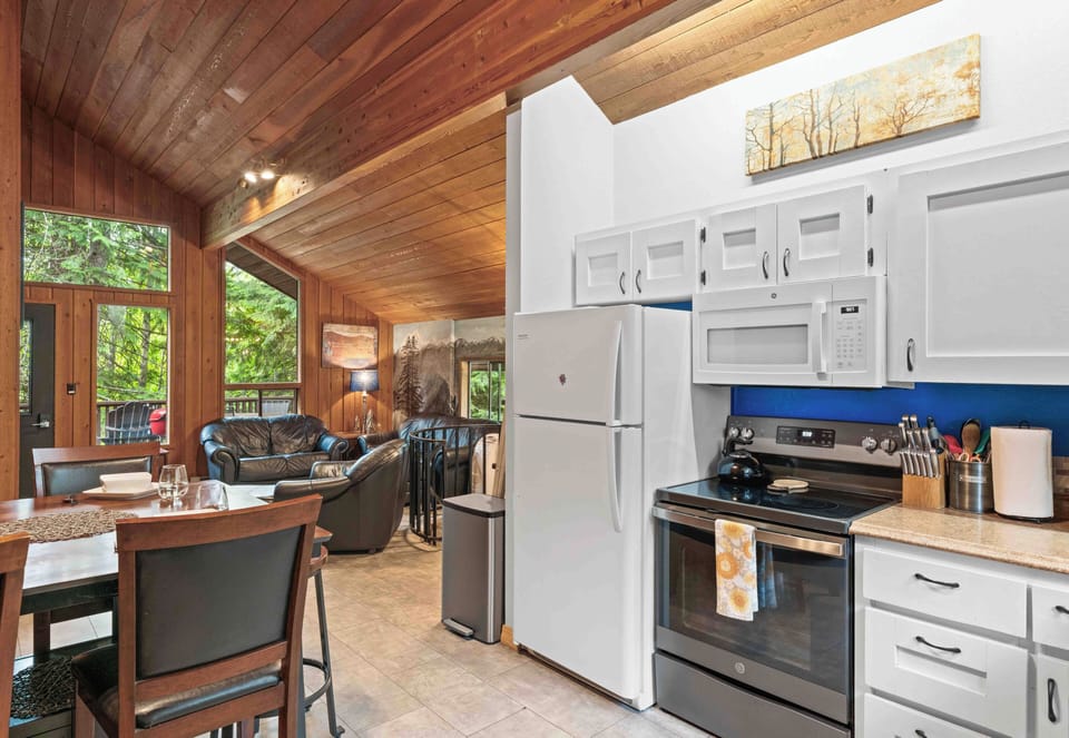 Upstairs living area and kitchen.