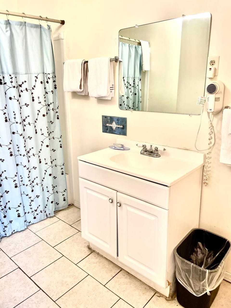Hair dryer, towels