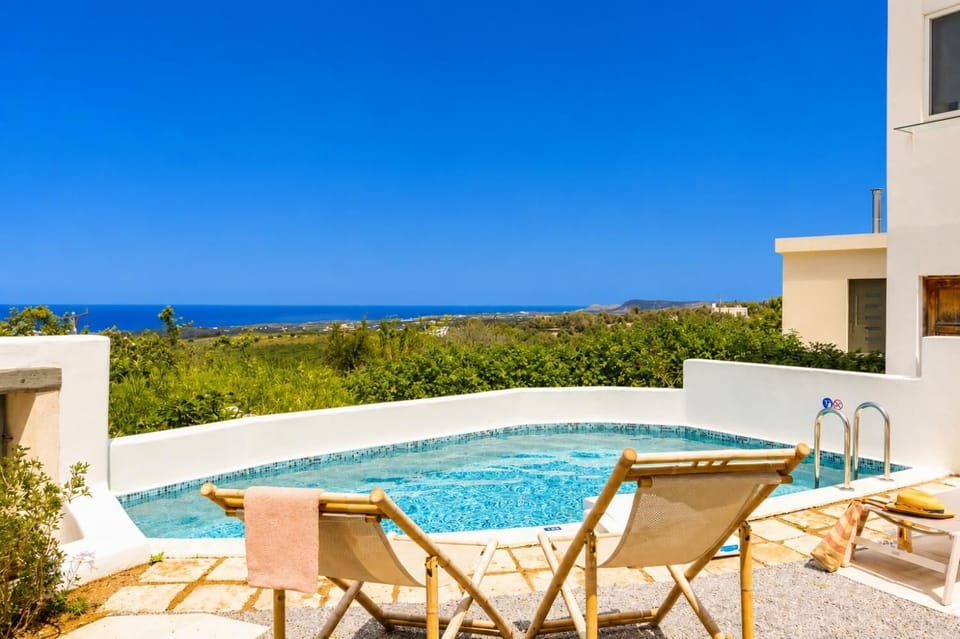 Private pool and terrace with sea views