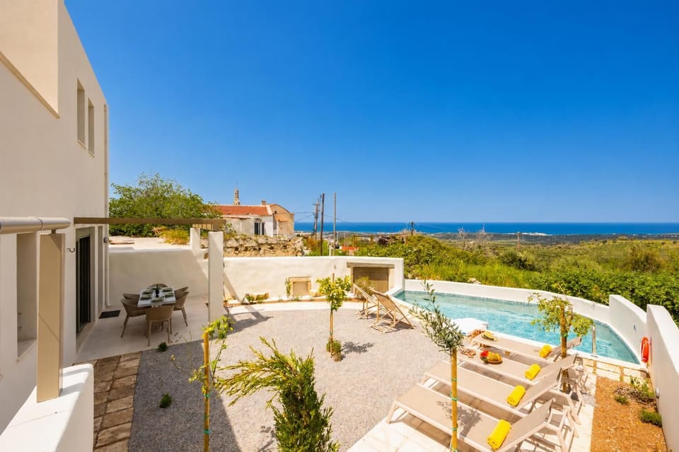 Private pool and terrace with sea views