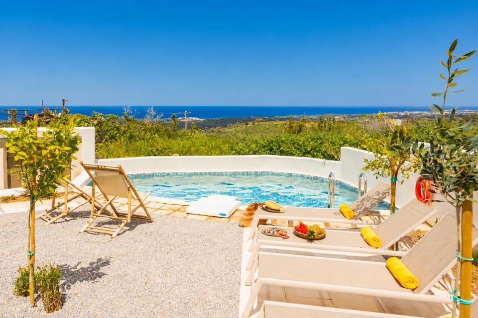 Private pool and terrace with sea views