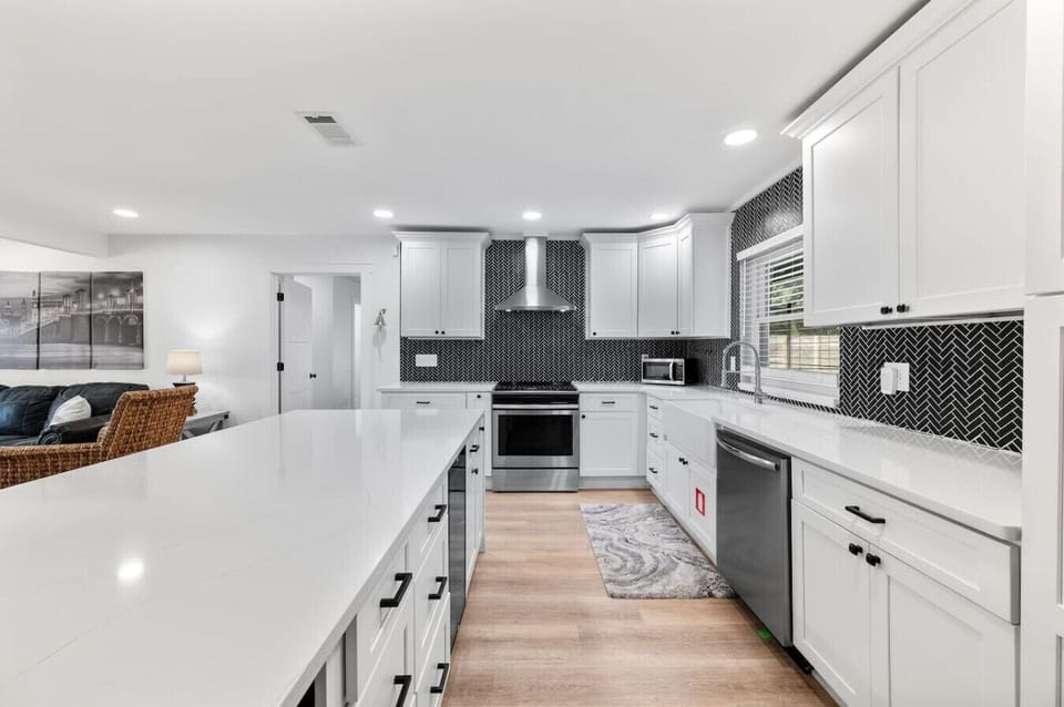 The open floor plan means everyone can gather around or spread out comfortably