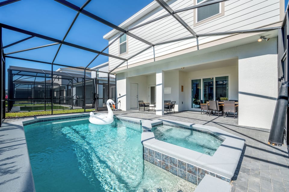 The sparkling and refreshing pool and spa