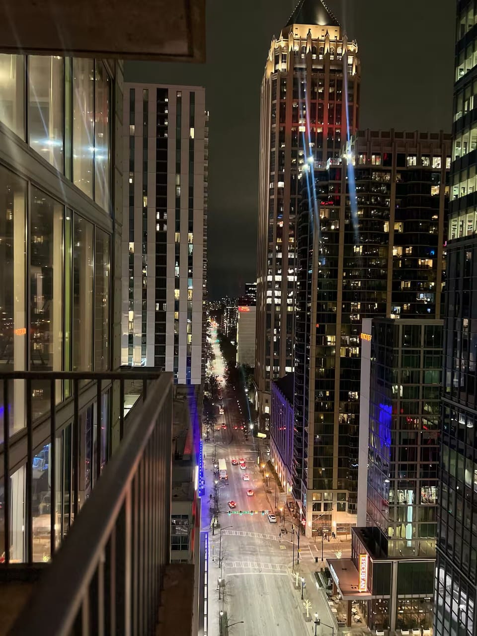 Take in breathtaking nighttime skyline views from high above Midtown Atlanta, where the glowing city lights create the perfect backdrop for an unforgettable stay.