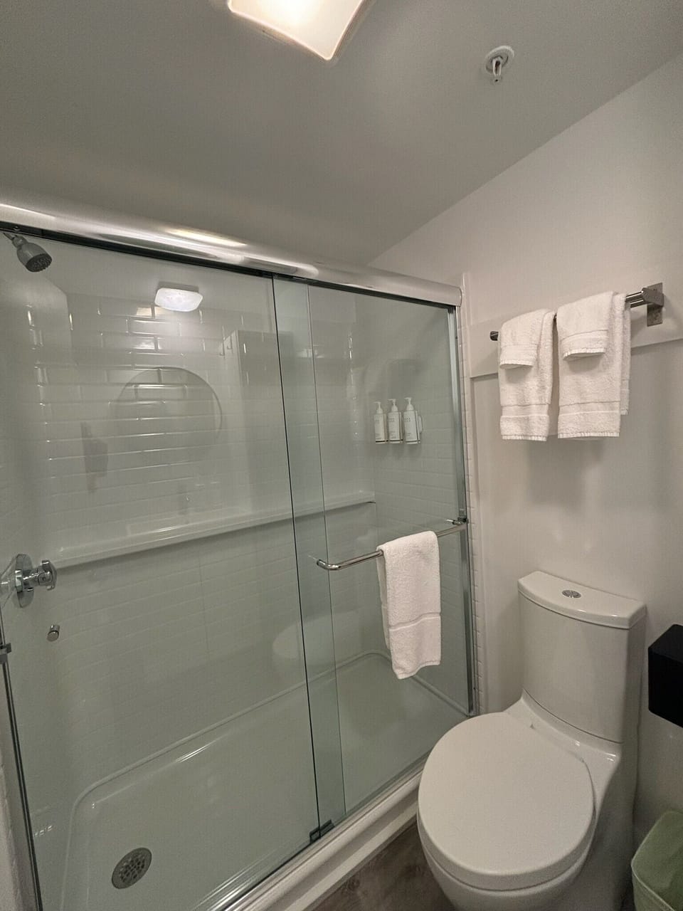 Shower, eco-friendly toiletries, hair dryer, towels