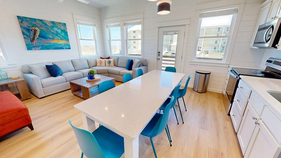 Living Room, Dining, and Kitchen