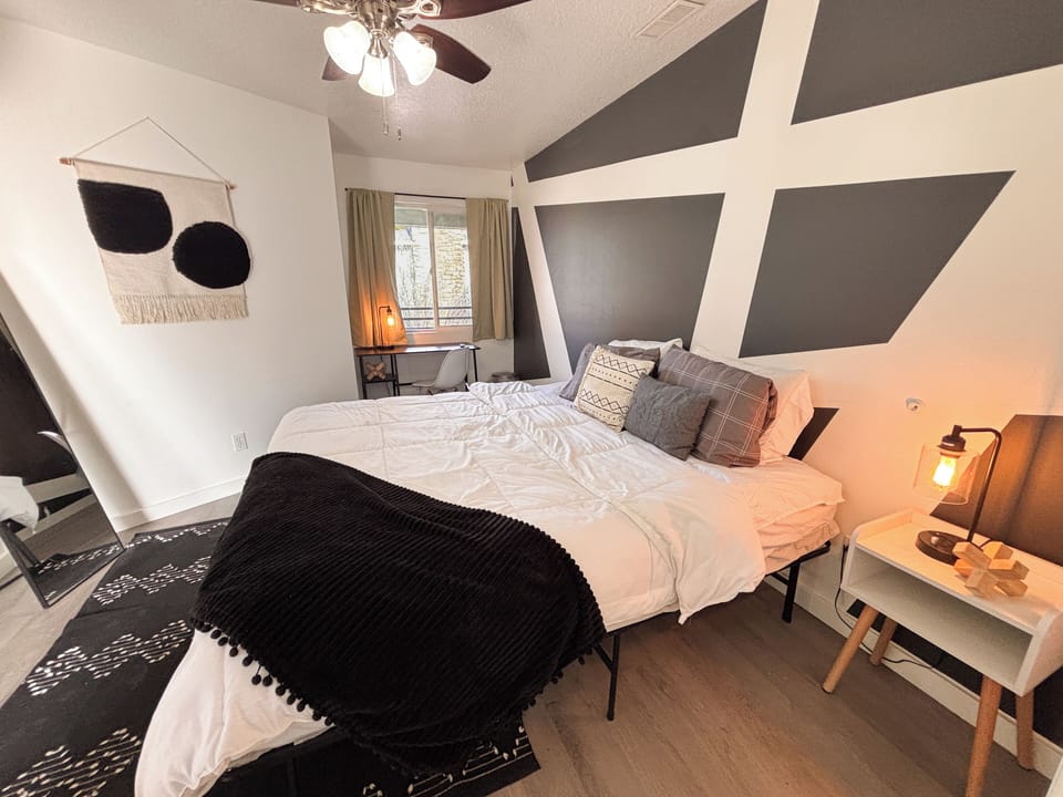 Bedroom - King bed, oversize mirror,