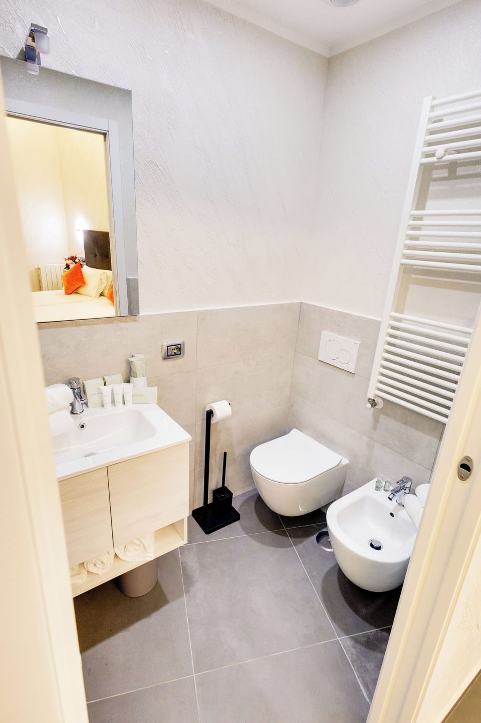 Shower, free toiletries, hair dryer, slippers