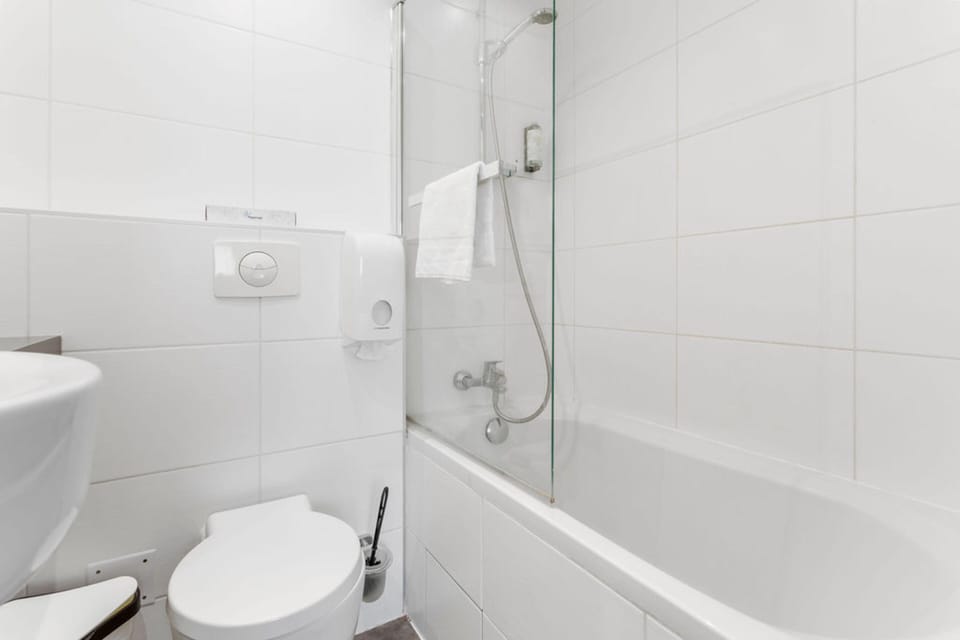 Eco-friendly toiletries, hair dryer, towels
