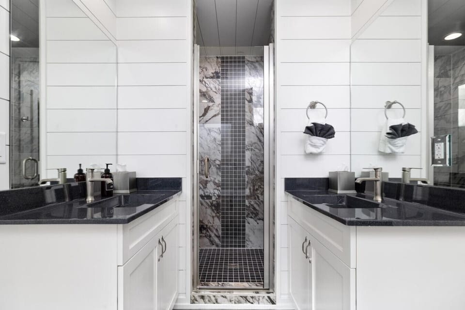 Dual vanities for plenty of space to get ready