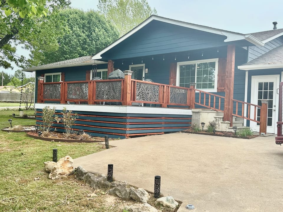 Front of home with deck