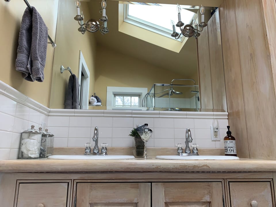 bathroom with skylight.