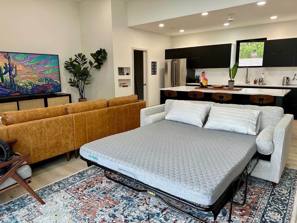 Upgraded thick memory foam mattress on queen size sofa-bed 