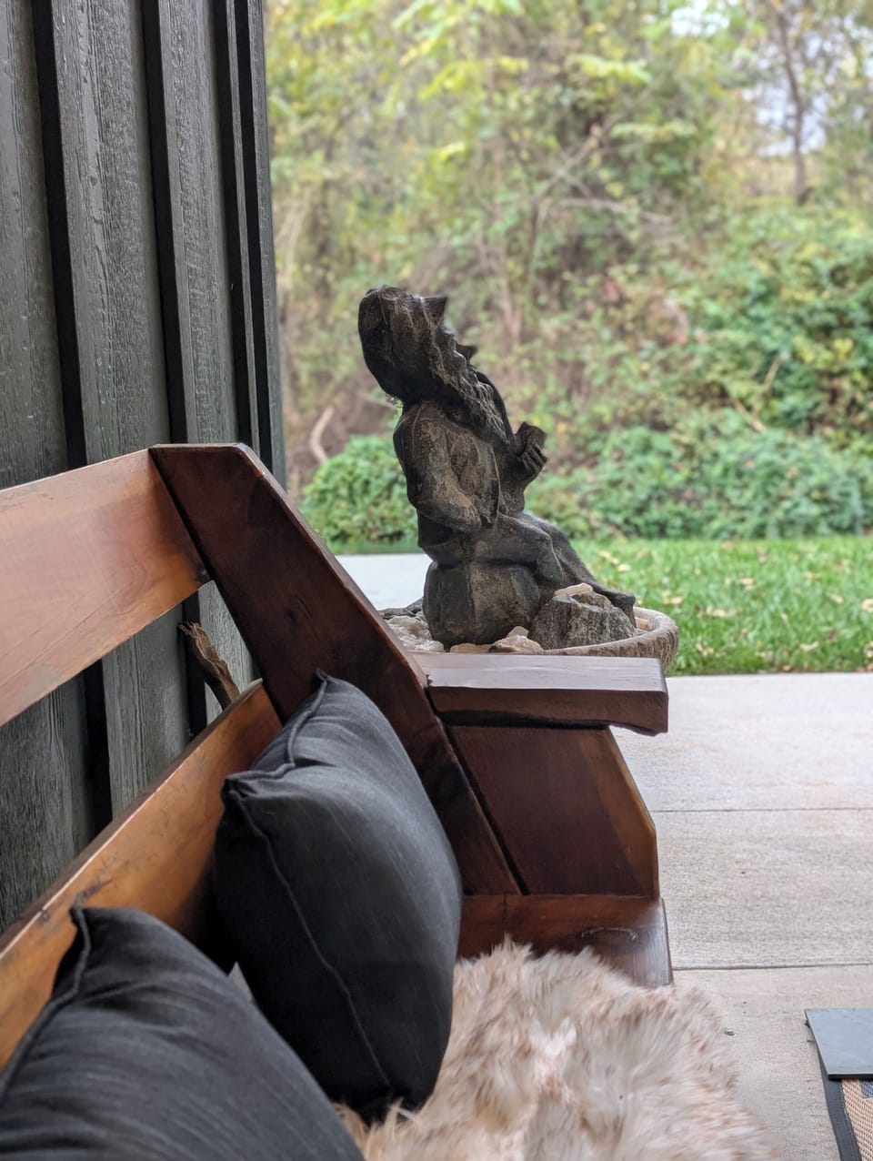 Bench on Patio - View from Sliding Door in Living Room