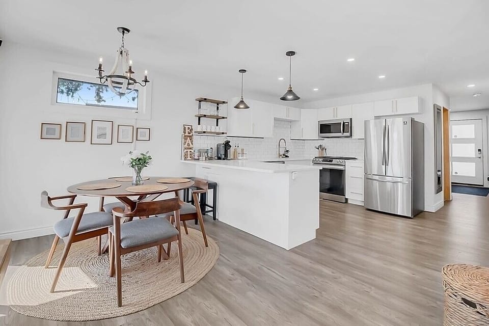 Fully stocked kitchen with coffee maker and coffee