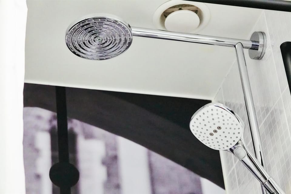 Eco-friendly toiletries, hair dryer, towels