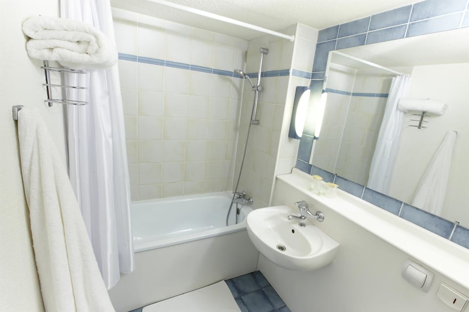 Eco-friendly toiletries, hair dryer, towels