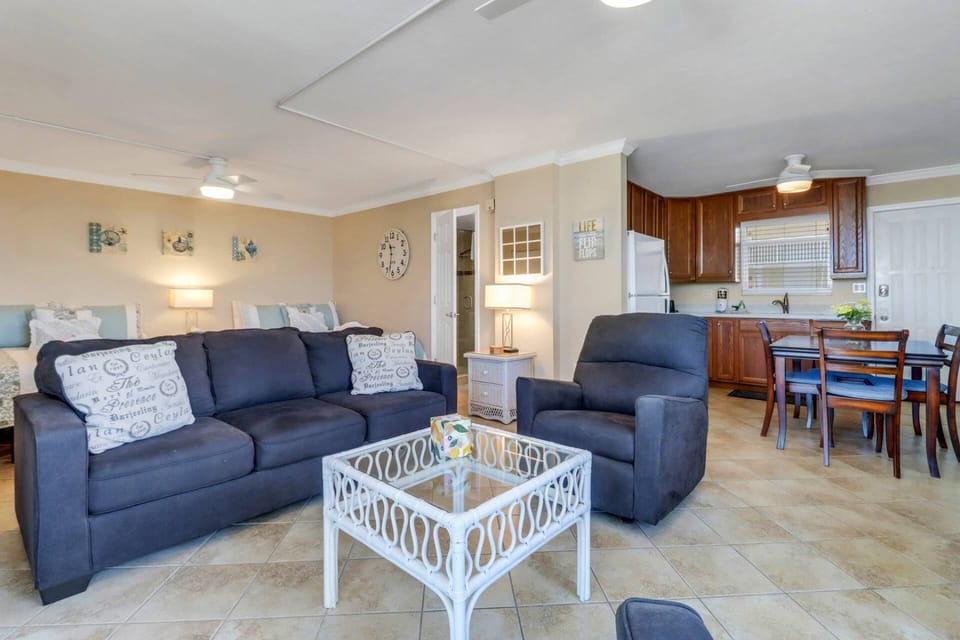 The studio is designed to feel open and spacious, combining living, dining, kitchen and a bedroom space in one open concept.