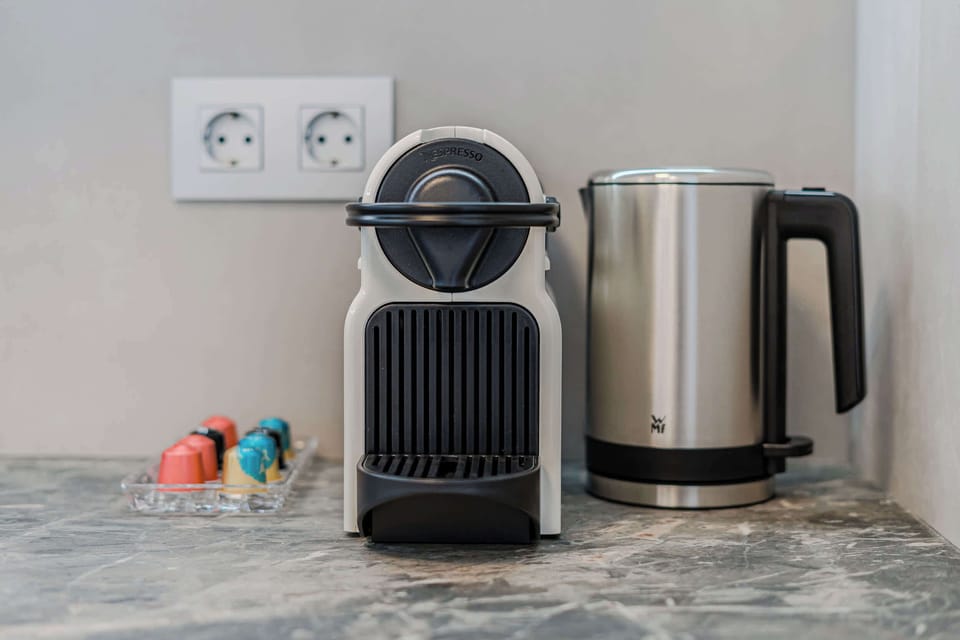 Nespresso Coffee Station with Designer Kettle and Complimentary Coffee Capsules
