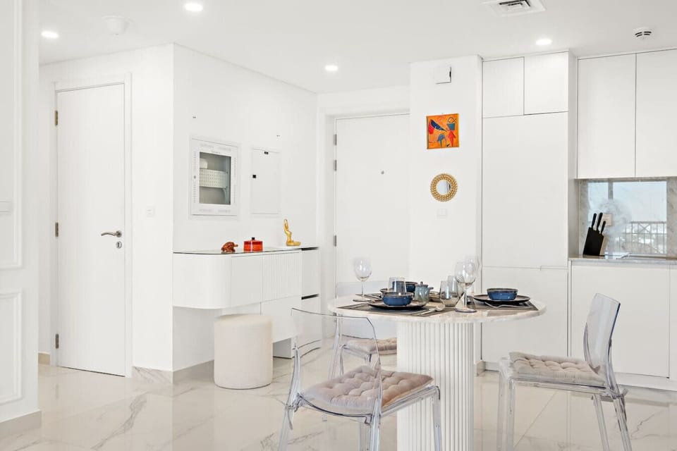 Dining Area: Stylish table setting invites delightful meals and great conversation in vibrant Dubai!