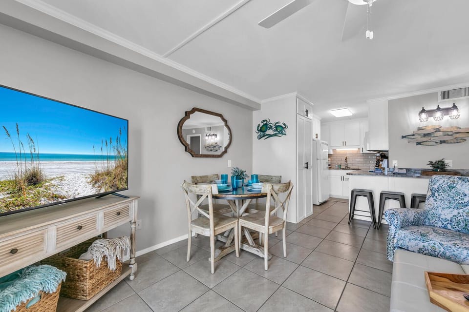 Enjoy a movie on the flat screen TV