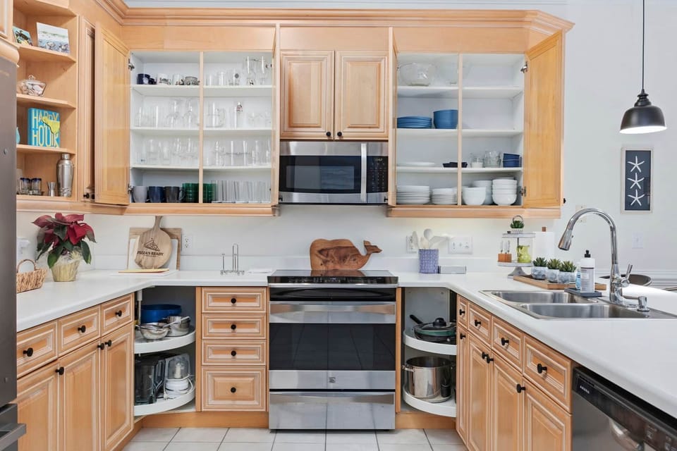 Kitchen is fully stocked for anything a chef needs