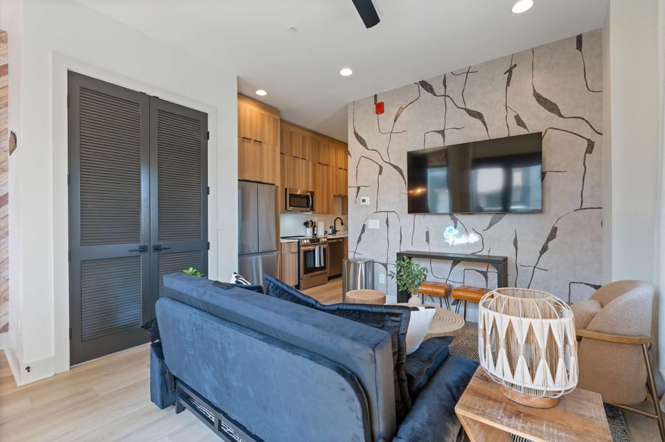 Modern Living Room With Open Kitchen