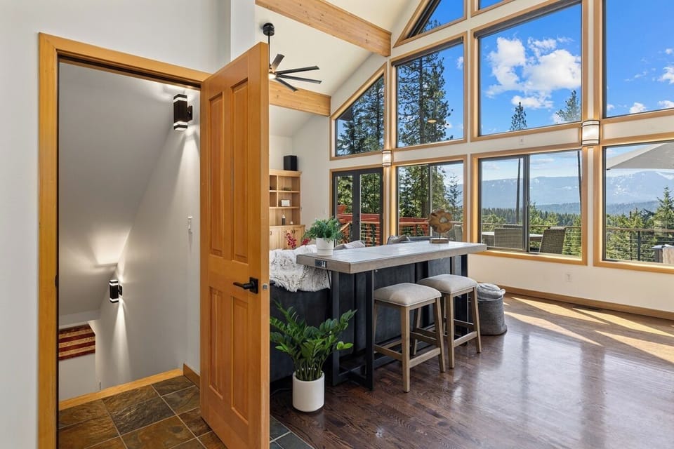 Stairs leading to the lower floor gameroom and bedroom 3, 4, 5